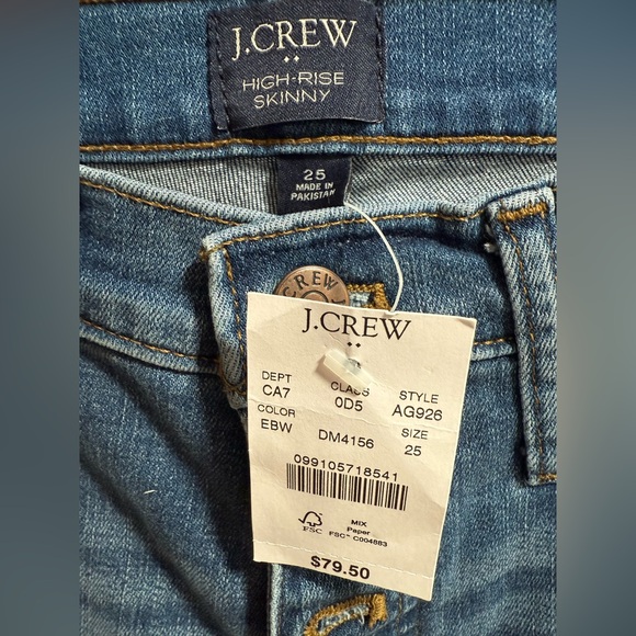 NWT J. Crew 10” High-Rise‎ Skinny Jean Raw Hem, size 25, button fly - Picture 4 of 6